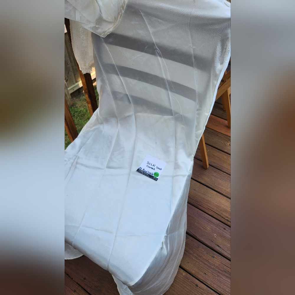 Ivory satin chair covers
